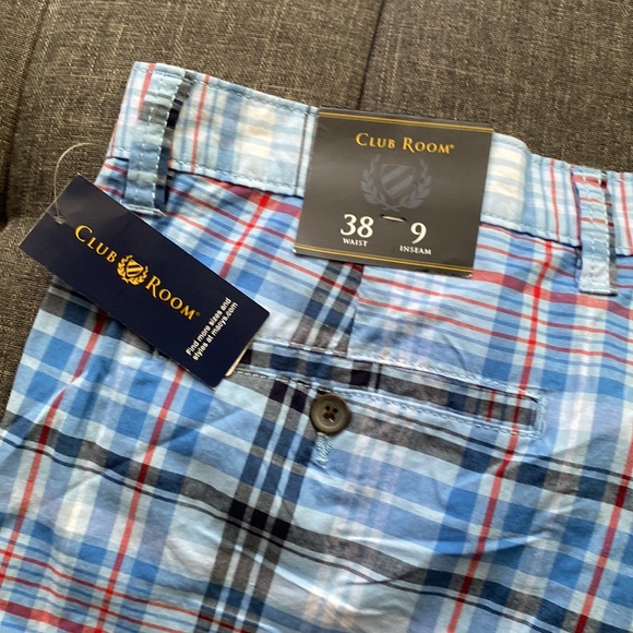 New Club Room Plaid Shorts blue Men s size 38 - Picture 4 of 5